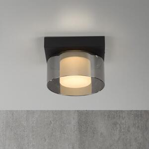 Paul Neuhaus LED stropna svetilka Rika, Ø 15 cm, steklo, možnost zatemnitve, zatemnjen, Črna, Dnevna soba / jedilnica, Steklo, Sodobni