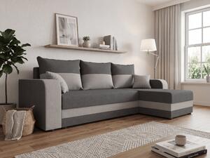 Temno siva svetlo siva raztegljiva kotna sedežna garnitura VALERIO, 238x140 cm, obojestranska + 2 blazini GRATIS
