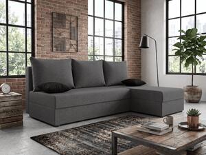 Temno siva raztegljiva kotna sedežna garnitura VALERIO SLIM, 200x140 cm, obojestranska + 2 blazini GRATIS