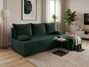 Temno zelena raztegljiva kotna sedežna garnitura VALERIO SLIM, 200x140 cm, obojestranska + 2 blazini GRATIS