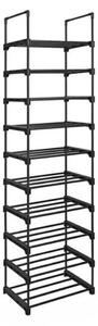 Zložljiv regal za čevlje TUBE, 10 polic, 45x30x174cm, črn SongmicsHome