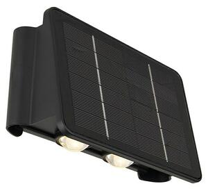Globo LED solarna zunanja stenska svetilka (Stikalo za vklop/izklop, Plastika, Topla bela, Črne barve)