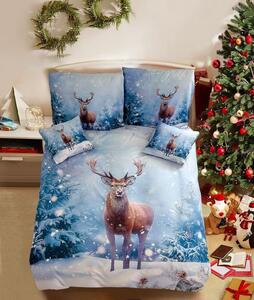 3D bombažna posteljnina SNOWY DEER modra + prevleka za vzglavnik 40x50 cm brezplačno Dimenzije posteljnine: 70 x 90 cm | 140 x 200 cm