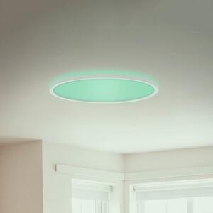 Briloner LED plošča Slim okrogla RGBW učinek Ø42cm bela, zatemnjen, Bela, Dnevna soba / jedilnica, Plastika, Sodobni