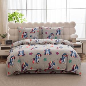 Posteljnina mikropliš CUTE UNICORN sivo Dimenzije posteljnine: 70 x 80 cm | 140 x 200 cm