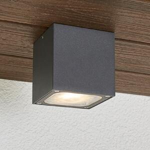 Lucande LED stropna svetilka Tanea, 10x10 cm, temno siva, IP54, Siva, Kovina, Sodobni