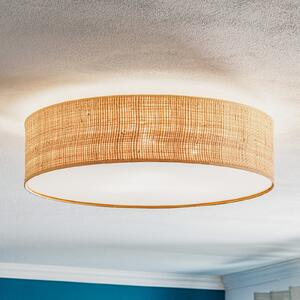 Eko-Light Stropna svetilka Leano, svetlo leseno, ratana, Ø 50 cm, zatemnjen, Les, Dnevna soba / jedilnica, Les