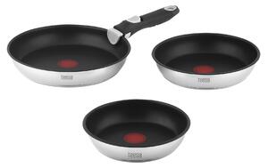 Set 3 zložljivih inox ponev s snemljivim ročajem FRYING PANS SINGLE HAND