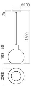 Redo 01-4045 - Lestenec na vrvici ATLANTIS 1xE27/42W/230V pr. 20 cm črna