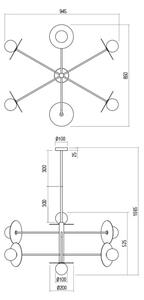 Redo 01-2734 - Lestenec na drogu PLATO 6xG9/10W/230V črna