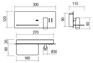 Redo 01-2985 - LED Stenski reflektor BROOK LED/8W/230V + LED/3W USB črna