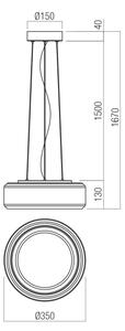 Redo 01-3591 - LED Lestenec na vrvici SOLERA LED/24W/230V CRI 93 3000/4000K pr.35 cm