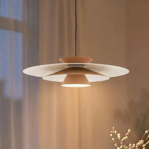 Lucande LED viseče svetilo Livie, bež, aluminij, Ø 50 cm, zatemnjen, Bež, Dnevna soba / jedilnica, Aluminij, Sodobni