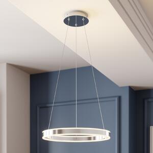 Lucande LED viseče svetilo Lyani, Ø 50 cm, krom, z možnostjo zatemnitve, zatemnjen, Kovinska, Dnevna soba / jedilnica, Kovina, Sodobni