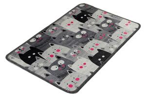 Siva kopalniška preproga 40x60 cm Meow – Foutastic