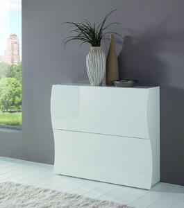 Scarpiera Onda 2 Ante a Ribalta 101x81,4x26,6 cm - Bianco Lucido