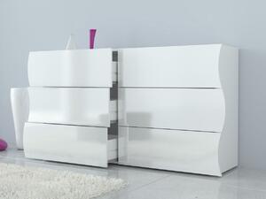 Cassettiera Onda Kommode 6 Cassetti - 155x81,8x40 - Bianco Lucido