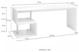 Scrivania Esse 180 - 180x77,5x60 - Bianco Lucido