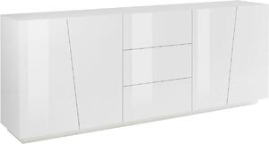 Credenza Vega 220 - 4 ante/3 cassetti - Bianco Lucido