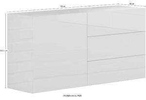 Credenza Metis 110 - 1 anta + 3 cassetti - Antracite Lucido