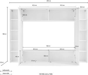 Parete soggiorno Maruska - 260x180x30 - Bianco Lucido