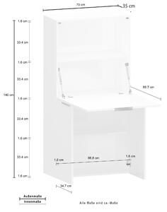 Scrivania Dalia Richiudibile ad armadio - 70x140x35 - Bianco Lucido