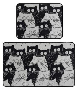 Črne/sive kopalniške preproge v kompletu 2 ks 60x100 cm White Cats – Foutastic