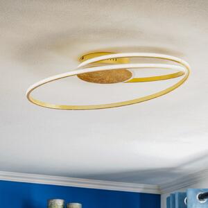 Lindby LED stropna svetilka Dorle, Ø 60 cm, zlata, aluminij, zatemnjen, Zlata / medeninasta, Dnevna soba / jedilnica, Kovina, Sodobni