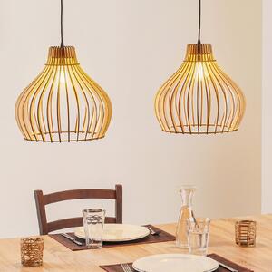 TEMAR LIGHTING Visoka svetilka Barrel z dvema žarnicama, zatemnjen, Les, Dnevna soba / jedilnica, Les, Podeželska hiša / Rustikalna