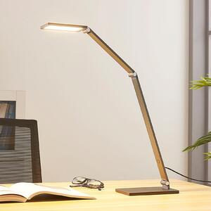 Lucande Namizna svetilka LED Mion, 41 cm, kotna, z možnostjo zatemnitve, zatemnjen, Siva, Študija / pisarna, Kovina, Sodobni