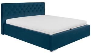 OBLAZINJENA POSTELJA 180 cm x 200 cm , tekstil temno modra