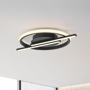 JUST LIGHT. GmbH Korsa LED stropna svetilka, črna, Ø31cm, z možnostjo zatemnitve, zatemnjen, Črna, Dnevna soba / jedilnica, Kovina, Sodobni