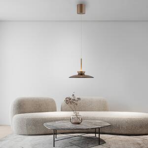 PURE LED viseča svetilka Moon, bronasta, motno steklo (temno), Ø32cm, zatemnjen, Bronasta / starinska medenina, Dnevna soba / jedilnica, Steklo, Sodobni