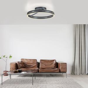 PURE LED stropna svetilka Loop, siva, kovina, Ø 60 cm, CCT, zatemnjen, Siva, Dnevna soba / jedilnica, Aluminij, Sodobni, Okrogli neposredni strop