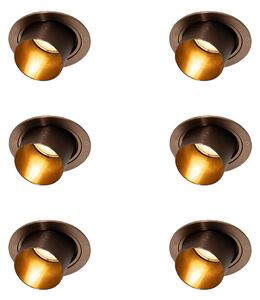 Komplet 6 modernih vgradnih reflektorjev temno bronaste okrogle nagibne - Installa