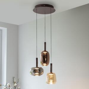 Paul Neuhaus Irides LED viseča svetilka, Ø 43 cm, barvna, steklo, zatemnjen, Večbarvna, Dnevna soba / jedilnica, Steklo, Sodobni