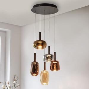 Paul Neuhaus LED viseča svetilka Irides, Ø 55 cm, barvna, steklo, zatemnjen, Večbarvna, Dnevna soba / jedilnica, Steklo, Sodobni