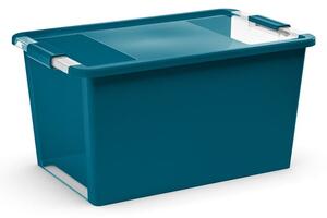Modrozelena plastična škatla za shranjevanje s pokrovom 55x35x28 cm Bi-Box – KIS