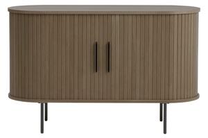 Rjava komoda v hrastovem dekorju z drsnimi vrati 120x76x45 cm Nola – Unique Furniture