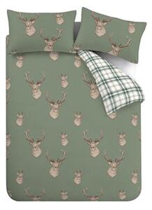 Zelena enojna posteljnina 135x200 cm Stag Check – Catherine Lansfield