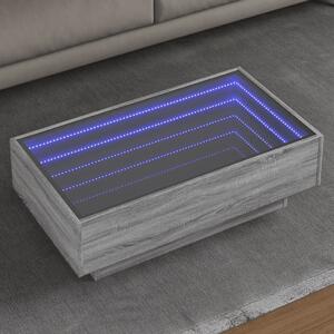 VidaXL Klubska mizica LED siva sonoma 90x50x30 cm inženirski les