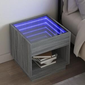 VidaXL Nočna mizica z neskončnimi LED siva sonoma 50x50x50 cm