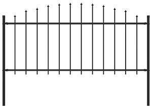 VidaXL Vrtna ograja s koničastimi vrhovi jeklo (0,5-0,75)x1,7 m črna