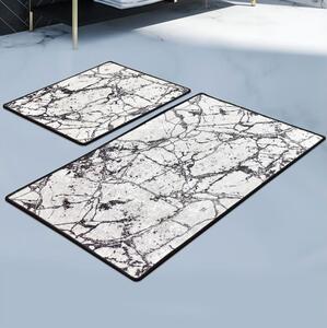 SET 2x Podloga za kopalnico MARBLE 60/100 cm bela/črna