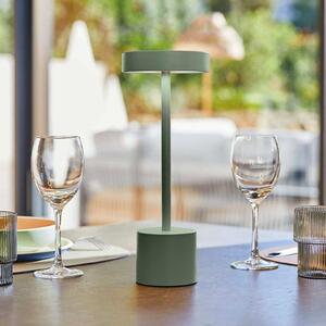 Lumisky LED namizna svetilka na baterije Roby, olivno zelena, višina 30 cm, IP54, zatemnjen, Zelena, Aluminij, Sodobni