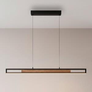 Paul Neuhaus LED-visoka svetilka Sveja, dolžina 115 cm, črna/v barvi lesa, CCT, zatemnjen, Les, Dnevna soba / jedilnica, Les, Sodobni