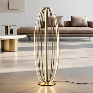 Paul Neuhaus LED-stoječa svetilka Elvara, bronaste barve, višina 108 cm, kovina, zatemnjen, Bronasta / starinska medenina, Dnevna soba / jedilnica, Aluminij