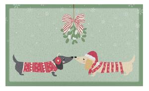 Predpražnik z božičnim motivom iz reciklirane plastike 40x70 cm Christmas Sausage Dogs – Artsy Doormats