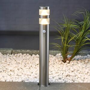 Lindby LED luč za osvetlitev poti Lanea, 60 cm, siva, senzor, IP44, Kovinska, Nerjaveče jeklo, Sodobni
