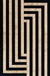 Črna/bež volnena preproga 133x190 cm Agnus Art Deco II – Agnella